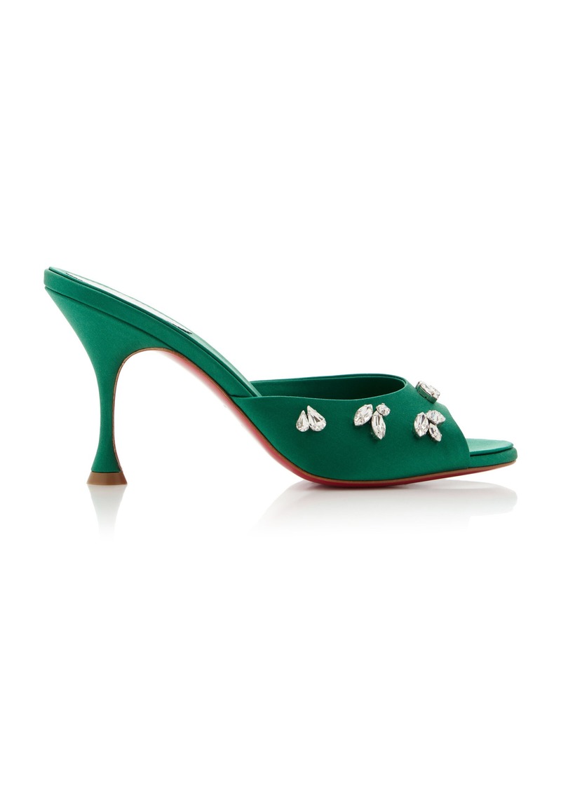 Christian Louboutin - Degraqueen 85mm Crystal-Embellished Crepe Satin Sandals - Green - IT 36 - Moda Operandi