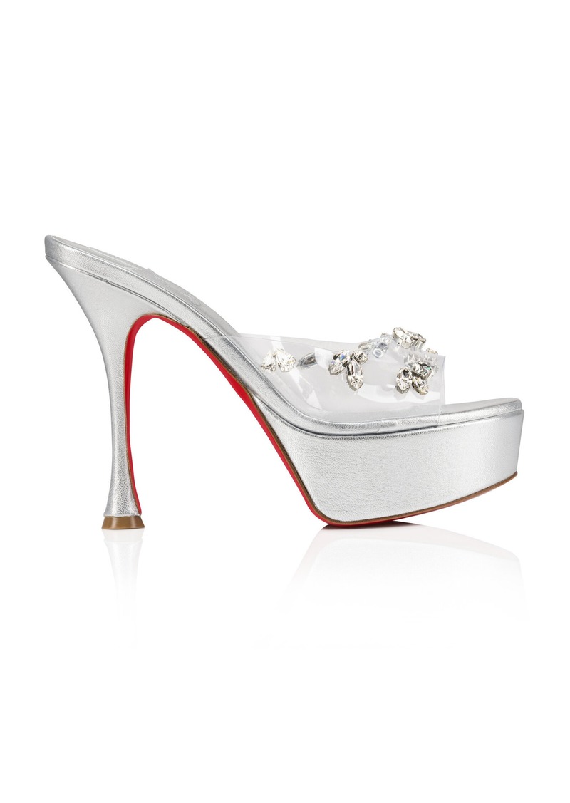 Christian Louboutin - Degraqueen Alta 130mm Leather PVC Sandals - Silver - IT 40 - Moda Operandi