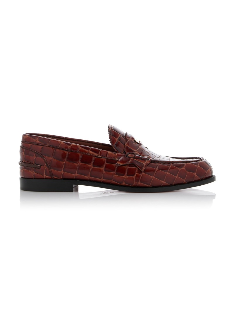 Christian Louboutin - Donna Croc-Embossed Leather Penny Loafers - Brown - IT 40.5 - Moda Operandi