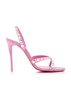 Christian Louboutin - Emilie 100mm Embellished Suede Sandals - Pink - IT 39.5 - Moda Operandi