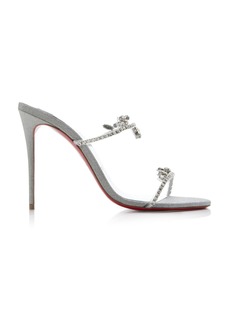 Christian Louboutin - Just Queen 100mm Crystal-Embellished Leather PVC Sandals - Silver - IT 38 - Moda Operandi