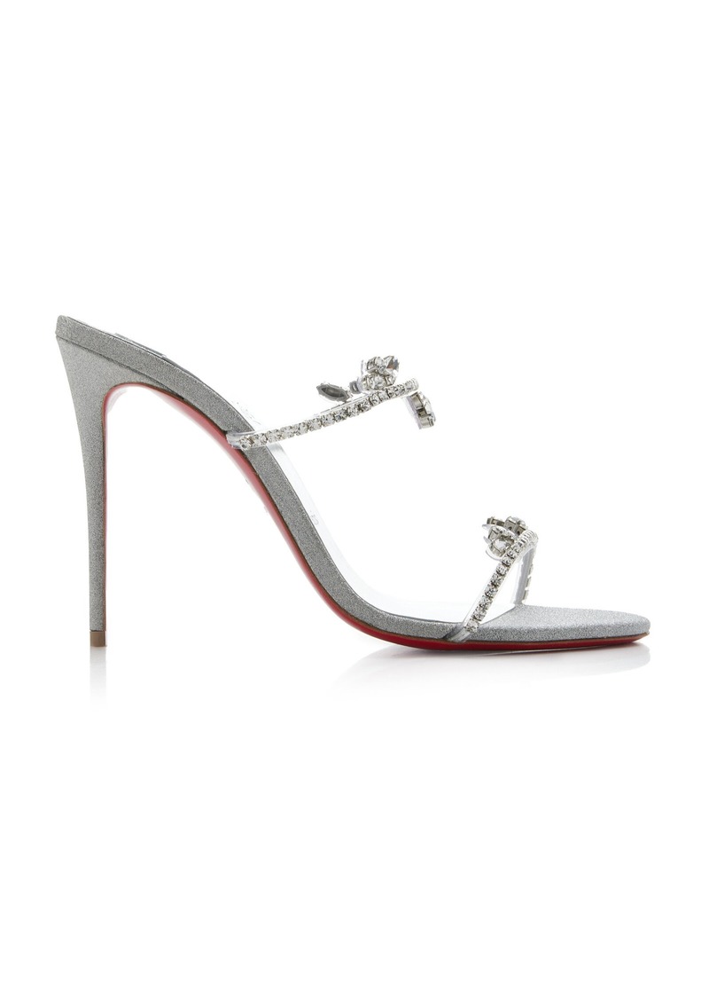 Christian Louboutin - Just Queen 100mm Crystal-Embellished Leather PVC Sandals - Silver - IT 38.5 - Moda Operandi