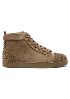 Christian Louboutin - Lou Spike-embellished Suede High-top Trainers - Mens - Brown