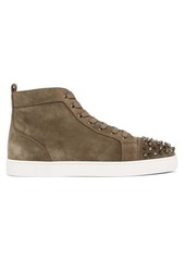Christian Louboutin - Lou Spikes Orlato Suede High-top Trainers - Mens - Brown