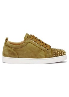 Christian Louboutin - Louis Junior Spike-embellished Suede Trainers - Mens - Olive Green