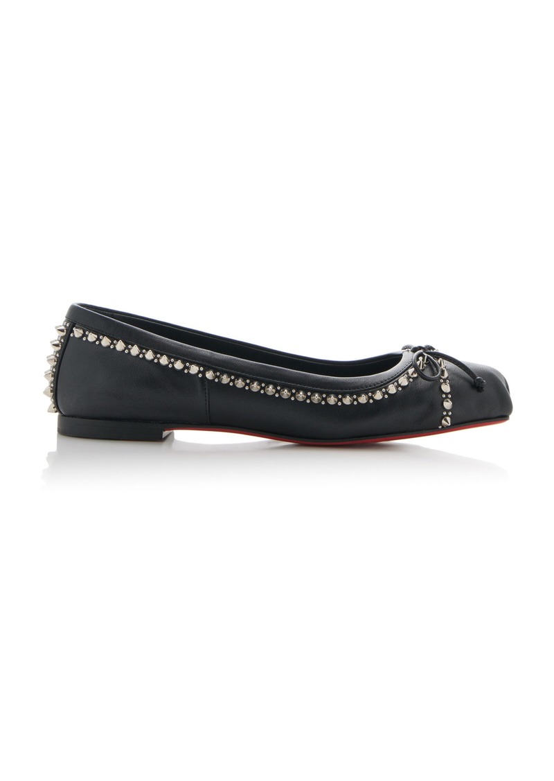 Christian Louboutin - Mamadrague Spiked Leather Ballet Flats - Black - IT 37.5 - Moda Operandi