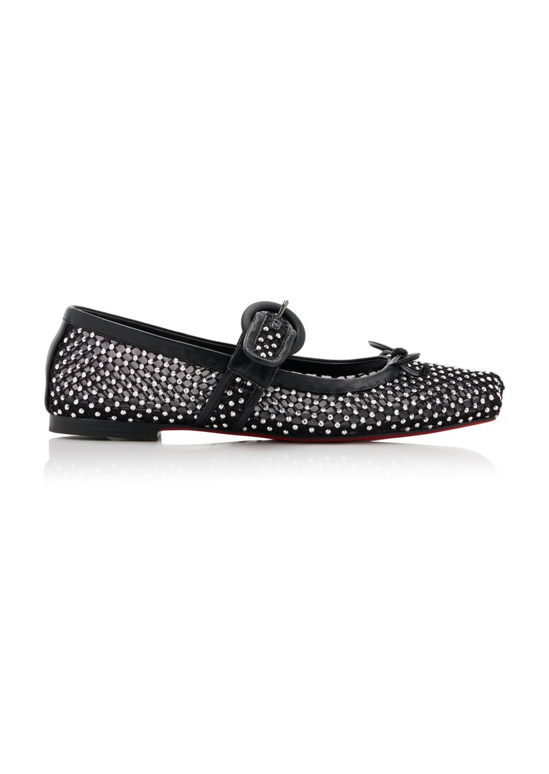 Christian Louboutin - Mamastrapitina Crystal-Embellished Mesh Ballet Flats - Black - IT 37 - Moda Operandi