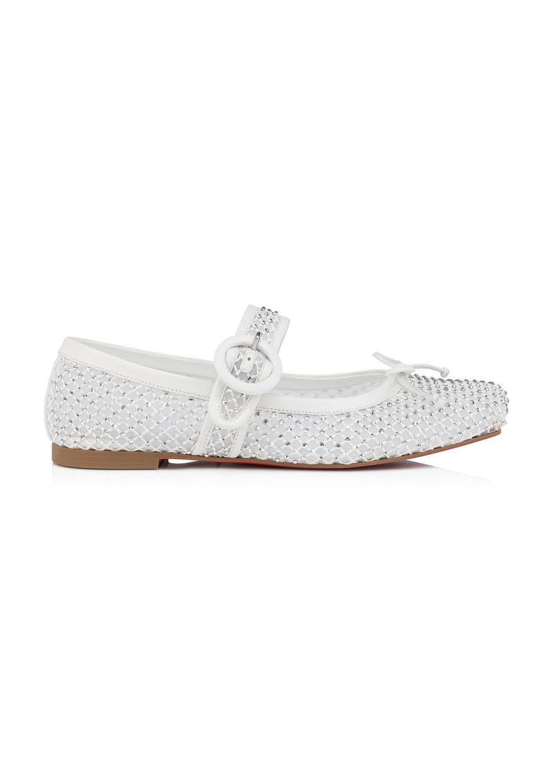 Christian Louboutin - Mamastrapitina Crystal-Embellished Mesh Ballet Flats - White - IT 38.5 - Moda Operandi