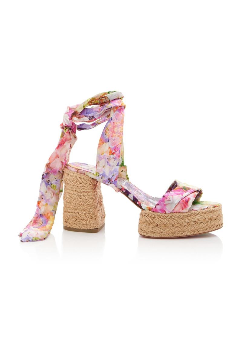 Christian Louboutin - Mariza Du Desert 70mm Sash-Tie Woven Platform Sandals - Multi - IT 37 - Moda Operandi