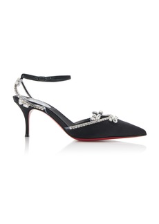 Christian Louboutin - Marykate Queen Crystal-Embellished Crepe Satin Pumps - Black - IT 38 - Moda Operandi