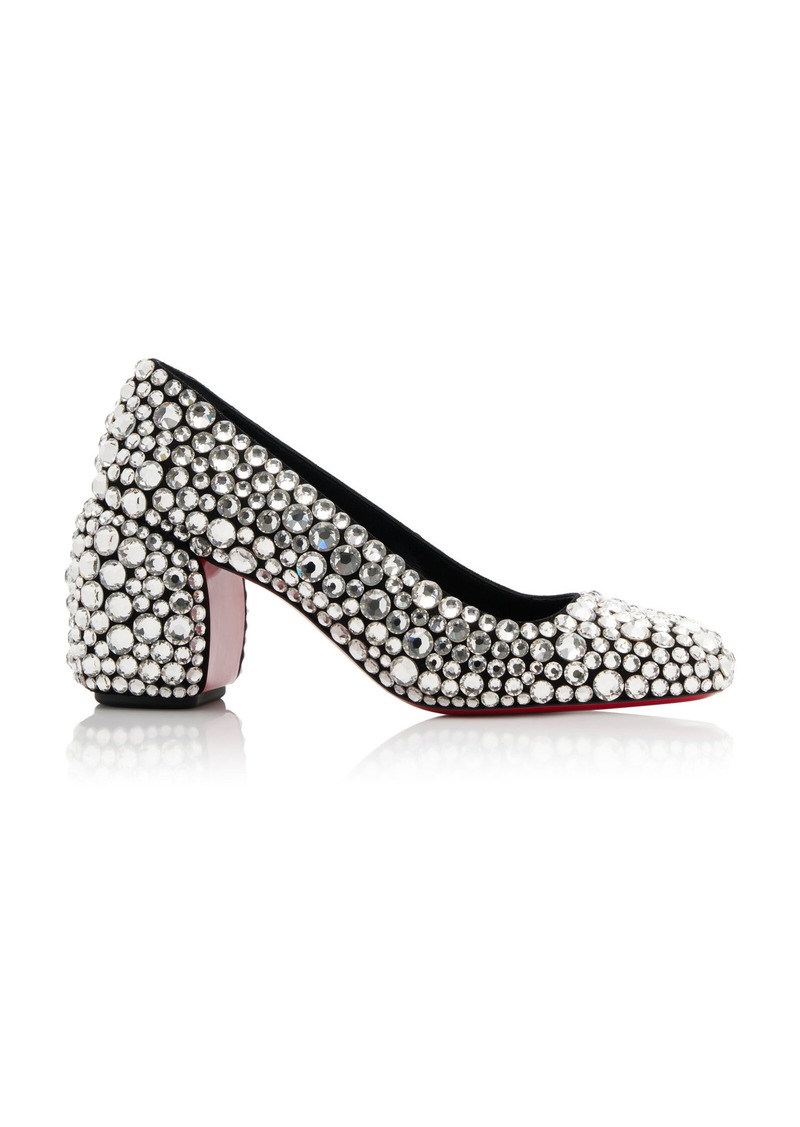 Christian Louboutin - Minny Maxi 70mm Crystal-Embellished Suede Pumps - Black - IT 40 - Moda Operandi