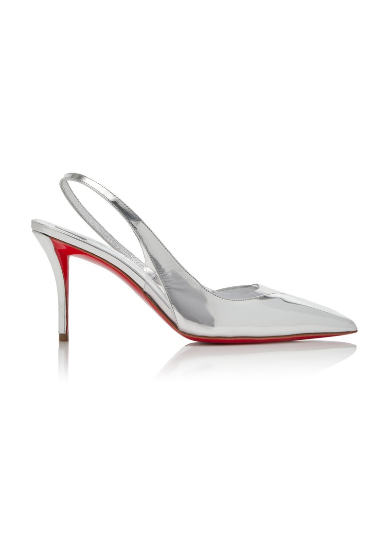 Christian Louboutin - Posticha 80mm Mirrored Leather Slingback Pumps - Silver - IT 39.5 - Moda Operandi