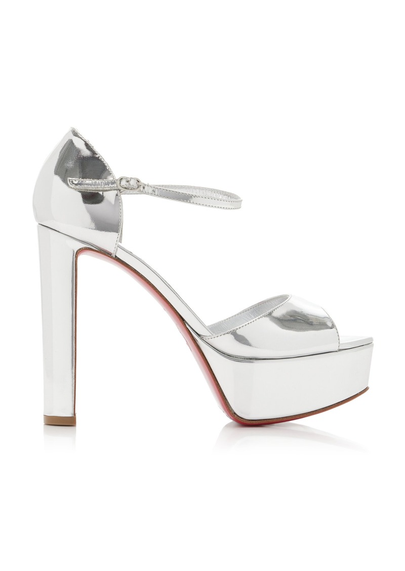 Christian Louboutin - Sandaloo 130mm Mirrored Leather Platform Sandals - Silver - IT 39 - Moda Operandi