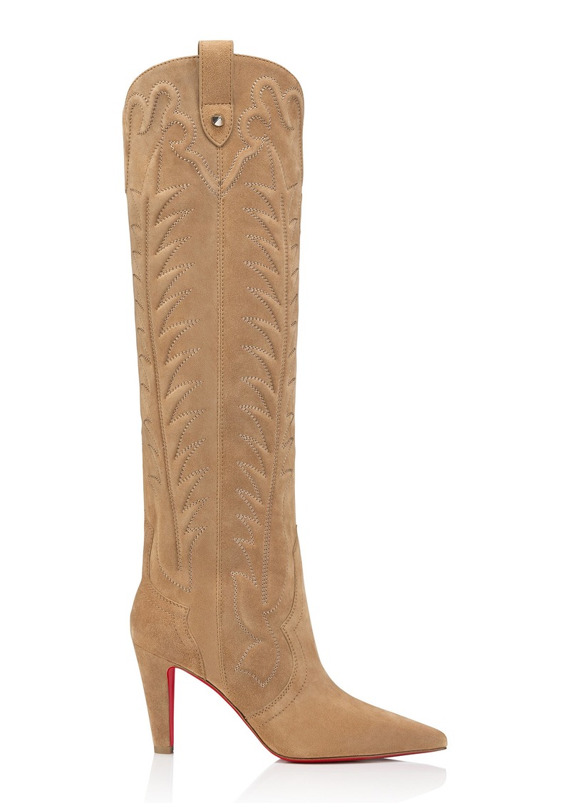 Christian Louboutin - Santia 85mm Suede Boots - Tan - IT 38 - Moda Operandi