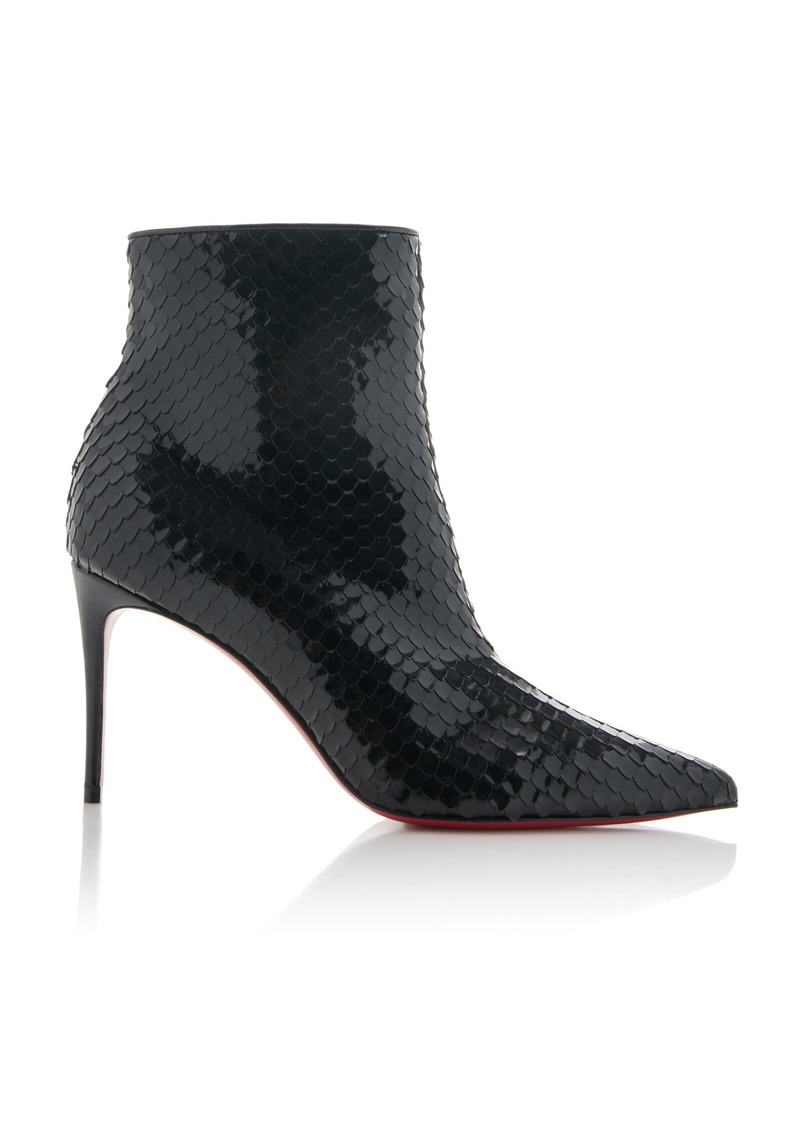 Christian Louboutin - So Kate 85mm Croc-Effect Patent Leather Ankle Boots - Black - IT 38 - Moda Operandi