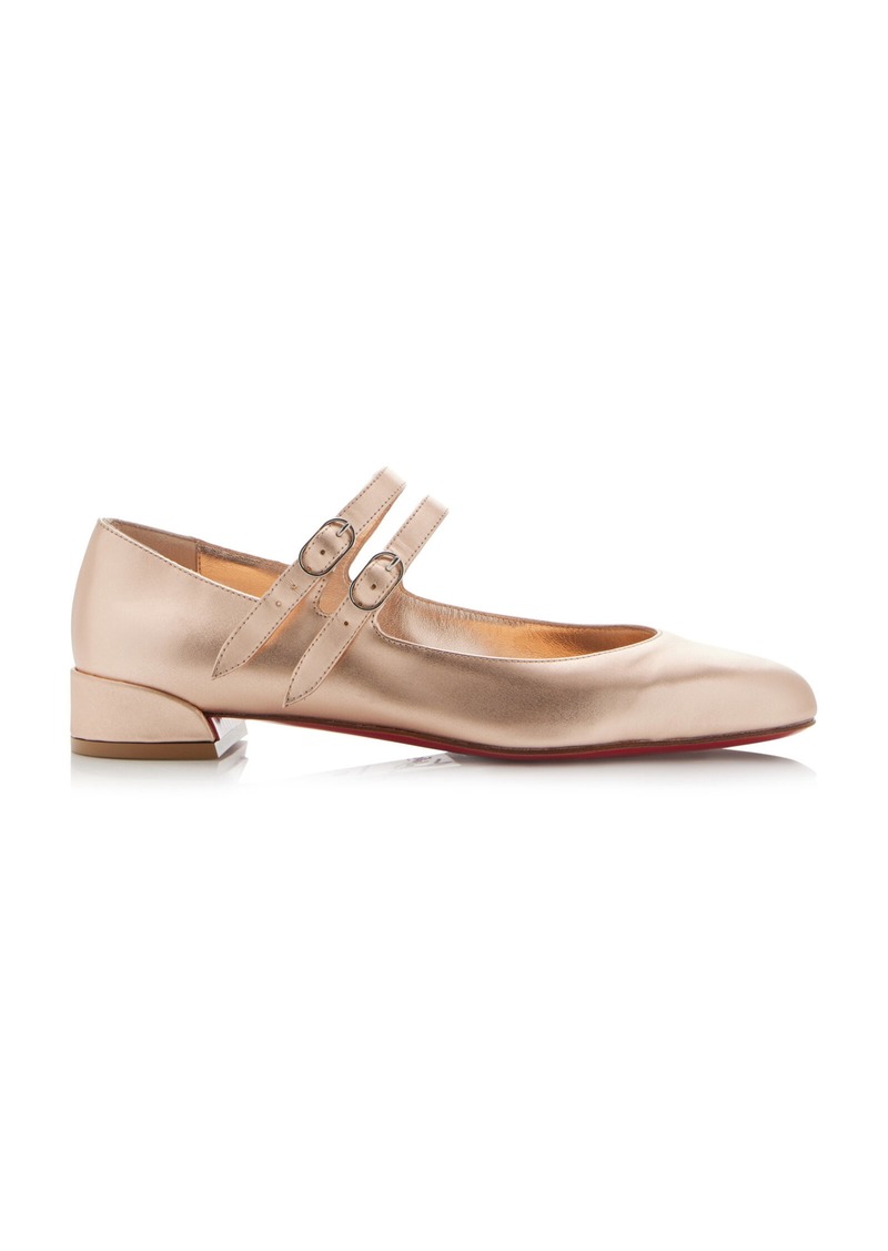 Christian Louboutin - Sweet Jane Metallic-Leather Flats - Neutral - IT 40 - Moda Operandi