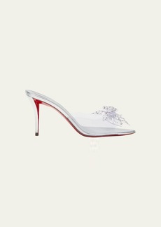 Christian Louboutin Aqua Crystal Clear Floral Red Sole Slide Sandals