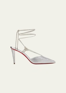 Christian Louboutin Astrid Crystal Red Sole Ankle-Wrap Pumps