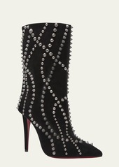 Christian Louboutin Astrilarge Pika Red Sole Suede Spike Booties