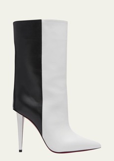 Christian Louboutin Astrilarge Red Sole Two-Tone Leather Booties