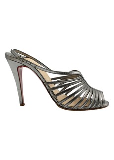 Christian Louboutin Bretelle 100 Heels in Silver Leather