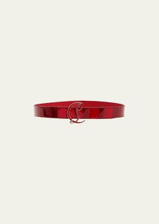 Christian Louboutin Loubi Stud-embellished Leather Belt in Red for