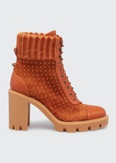 Christian Louboutin Dakita Studded Suede Red Sole Booties