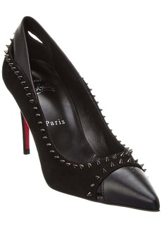 Christian Louboutin Duvette Spikes 85 Leather & Suede Pump