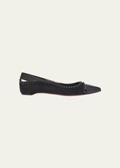 Christian Louboutin Duvettina Leather Spike Red Sole Ballerina Flats