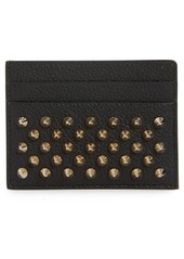 Christian Louboutin Empire Spikes Calfskin Leather Card Case in Black/Gold at Nordstrom