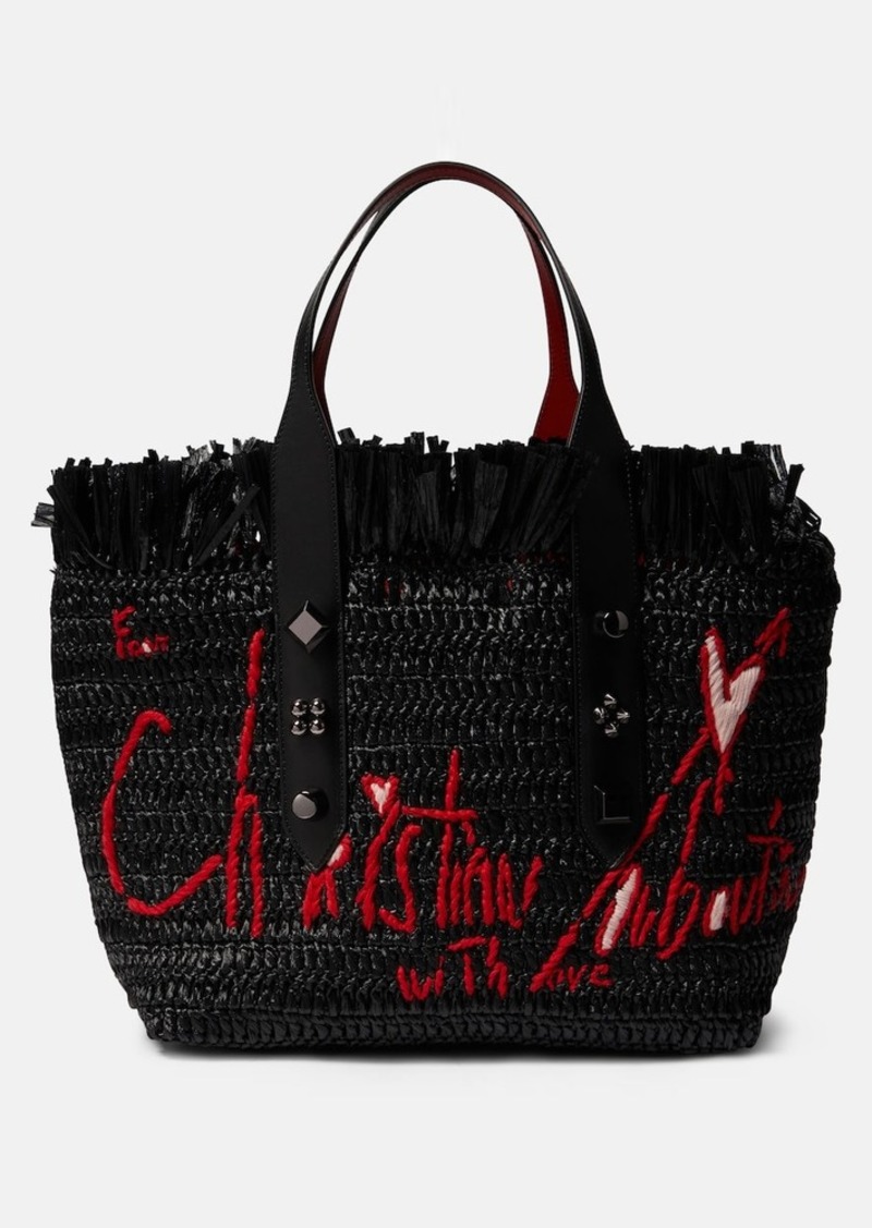 Christian Louboutin Frangibus Medium embroidered raffia tote bag