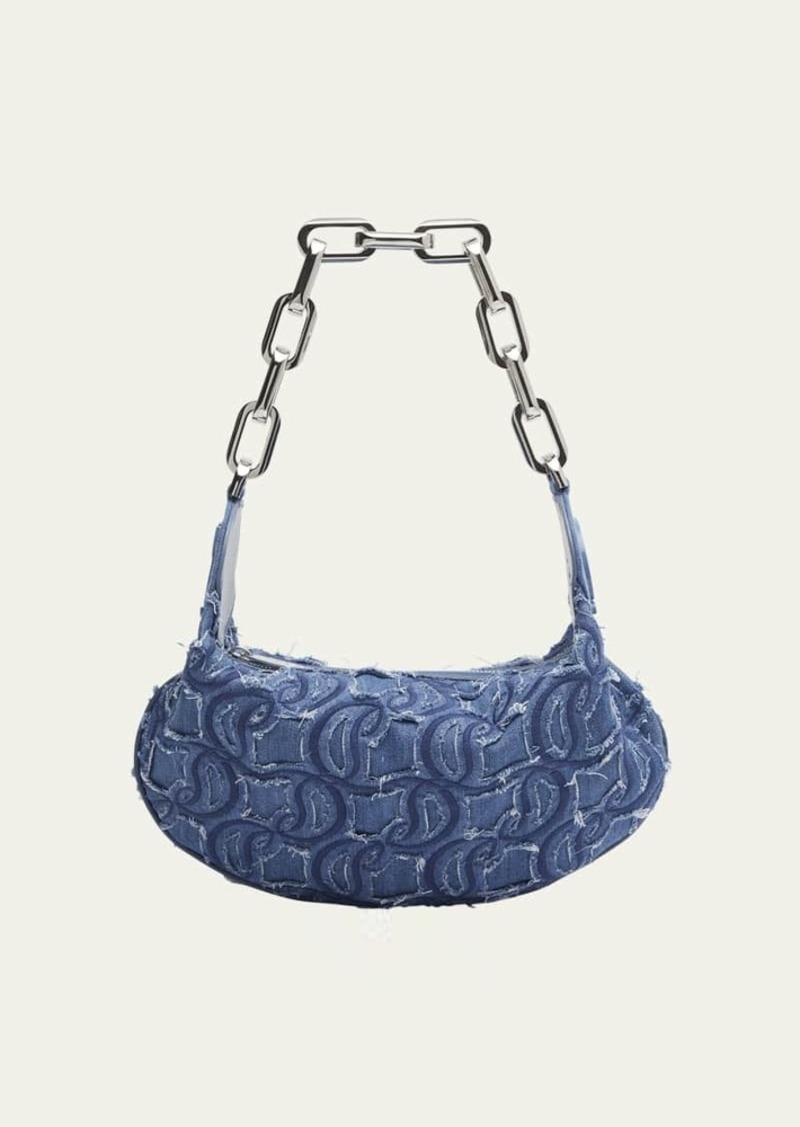 Christian Louboutin Le 54 CL Embroidered Denim Shoulder Bag