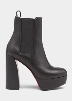 Christian Louboutin Leather Chelsea Red Sole Platform Booties