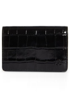 Christian Louboutin Loubeka Croc Embossed Patent Leather Business Card Case
