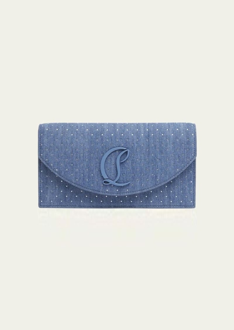 Christian Louboutin Loubi54 Strass Denim Clutch Bag