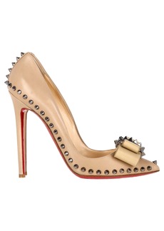 Christian Louboutin Lucifer 120 Spiked Pumps in Nude Leather