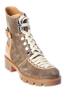 Christian Louboutin Macademia Suede & Leather Combat Boot