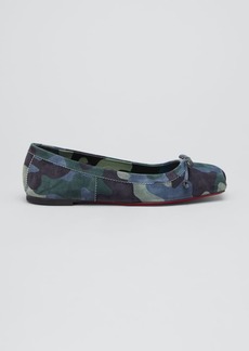 Christian Louboutin Mamadrague Camo Suede Red Sole Ballerina Flats