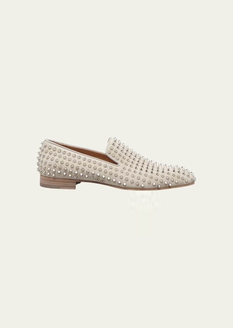 Christian Louboutin Men's Dandelion Spikes Suede Loafers