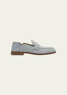 Christian Louboutin Men's Penny No Back Suede Penny Loafers
