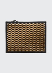 Christian Louboutin Men's Spiked Leather Zip Pouch