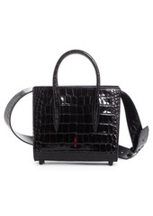 Christian Louboutin Mini Paloma Croc Embossed Leather Satchel in Black at Nordstrom