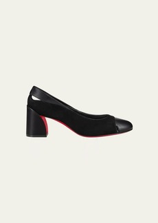 Christian Louboutin Miss Duvette Mixed Leather Red Sole Pumps