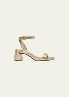Christian Louboutin Miss Sabina Metallic Red Sole Ankle-Strap Sandals