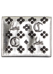 Christian Louboutin Palatin Spike Logo Metallic Leather Bifold Wallet