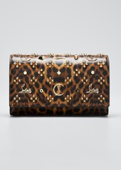 Christian Louboutin Paloma Leopard Patent Clutch Bag