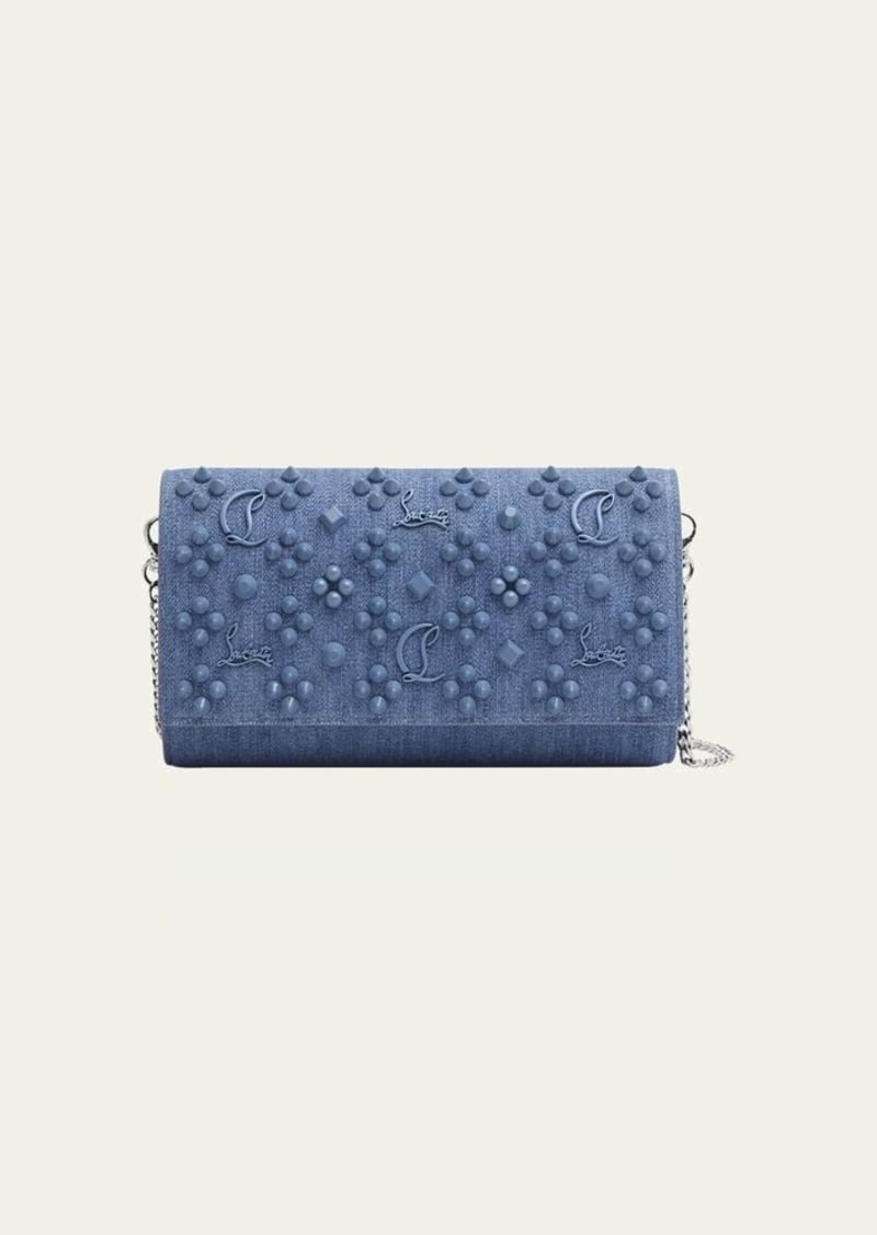 Christian Louboutin Paloma Loubinthesky Spikes Denim Wallet on Chain