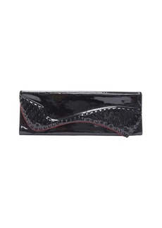 CHRISTIAN LOUBOUTIN Pigalle silhouette black patent spike stud flap clutch bag