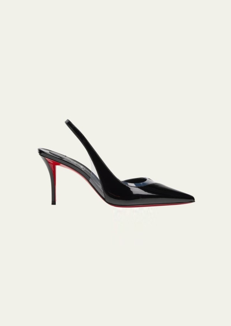 Christian Louboutin Posticha Patent PVC Red Sole Slingback Pumps