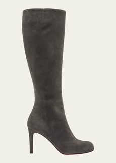 Christian Louboutin Pumppie Botta Red Sole Suede Knee-High Boots